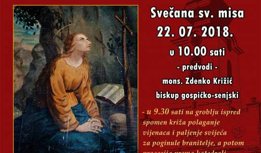 Proslava sv.Marije Magdalene, zaštitnice grada Gospića i godišnjica posvete Katedrale i oltara